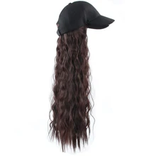 Pageup шляпы парики с шляпой для женщин длинные Кудрявые Волнистые шапки с париком для волос термостойкие накладные волосы коричневые черные синтетические парики для косплея
