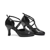 DKZSYIM Black Latin Dance Shoes Close Toes Ballroom Leather Tango Dancing Shoes Soft Suede Soles Party T-shape Dance Shoes Hells 3