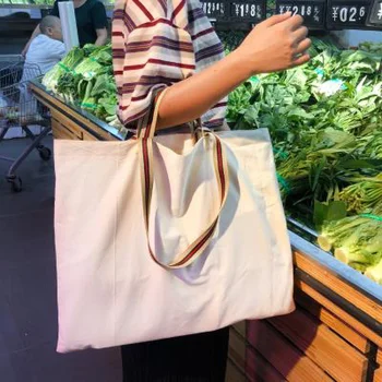 

Eco Friendly Shopping Bag Canvas Portable Large Capacity Shoulder Foldable Grocery Shopping Bag Bolso Lona Purpose Bags DB60SB
