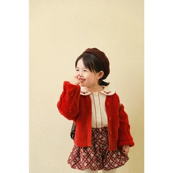 

New autumn 2020 pure color warm sweater cardigan coat girls knitting fashion classic jacket