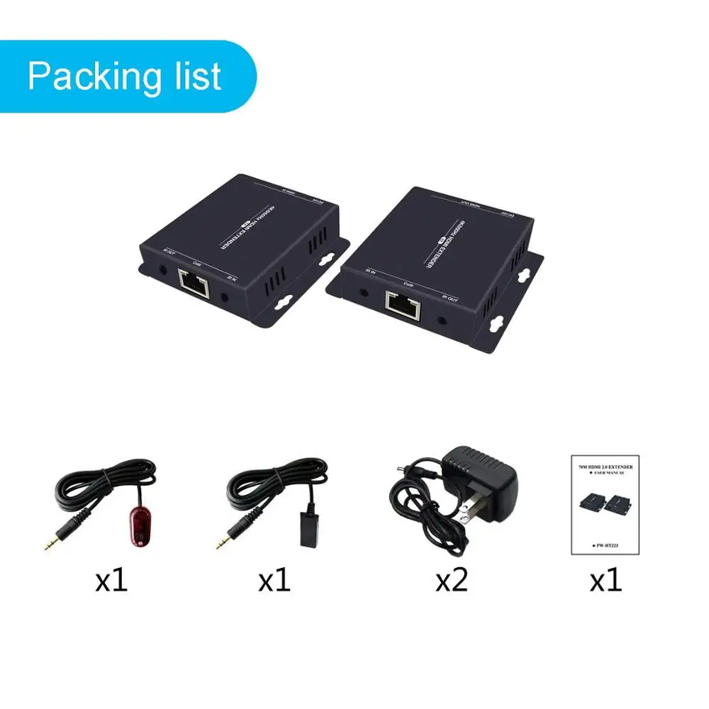 Одна пара удлинителей Ultra HD 4K HDMI по Ethernet Cat5e/6 до 200 футов поддерживает YUV444 HDMI2.0 EDID IR |