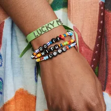 Богемский Летний Пляжный Модный Цветной цельный полимерный браслет из бисера ручной работы браслет с буквами для детей карамельный цвет плетеный браслет ювелирные изделия