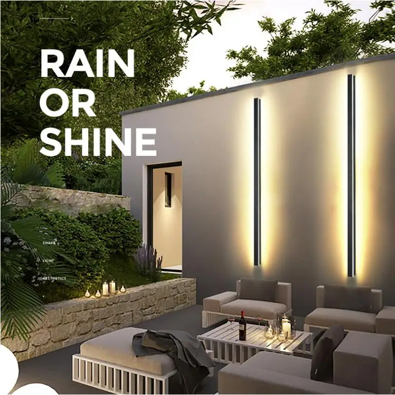 Wall Light Garden Porch Modern Waterproof Outdoor Indoor Long Strip LED Lamp 