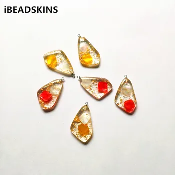 

New arrival! 35x20mm Resin Built-in shell Irregular shape charm for Earrings parts,Accessories Earrings hand Made Jewelry DIY