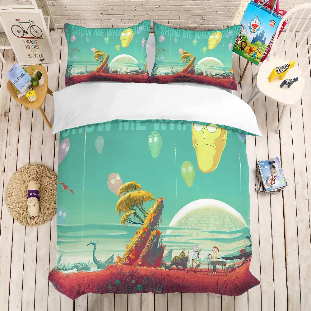 MUSOLEI 3D постельное белье Рик и Морти мягкая кровать пододеяльник набор Твин queen King size