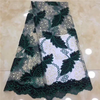 

Nigerian Lace Fabric for Wedding African French Tulle Lace with stones High Quality Embroidery velvet Lace Fabric