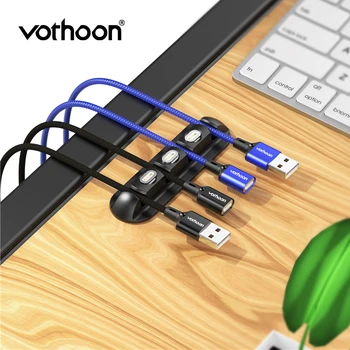 

Vothoon New Silicone Cable Organizer Magnetic Cable Plug Case Portable Storage Box Winder Flexible Cable Management Clips