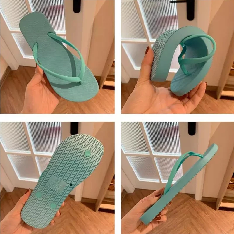 The New Candy Color Beach Flip Flops Female Summer Slippers Sandals Soft PVC Slip-on  Shoes Woman High Quality Fashion Slides
