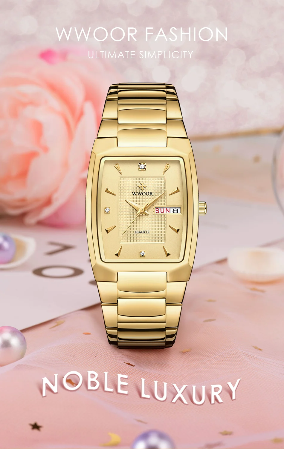 Women Watch WWOOR 2022 New Full Gold Watch Creative Steel Bracelet Watch Ladies Quartz Waterproof Clock Female Relogio Feminino