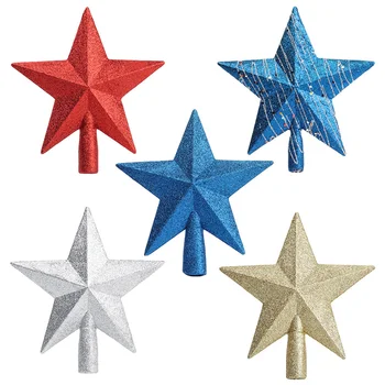 

5pcs Christmas DIY Tree Top Toppers Tree Glitter Star Pendants (Random Color)
