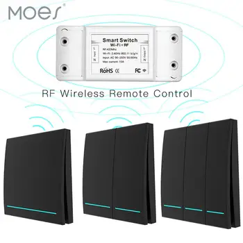 

Wifi Wireless Remote Control Smart Switch,Wall Panel Transmitter RF433Mhz Smart Life/Tuya APP ,Works with Alexa Google Home.