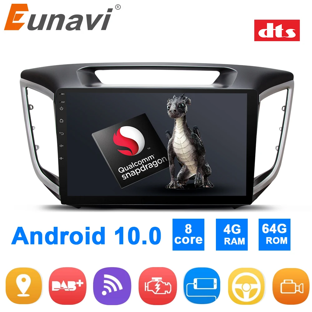 DSP 4G 64GB Android 10 Car Radio GPS For Hyundai Creta ix25 Multimedia Player Audio Stereo DTS Navigation In Dash 2 Din no DVD