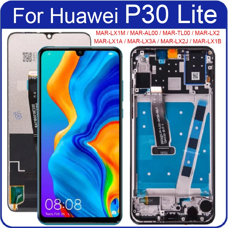 ЖК-дисплей 6 15 дюйма для Huawei P30 Lite сенсорный экран дигитайзер в сборе MAR-LX1M MAR-AL00