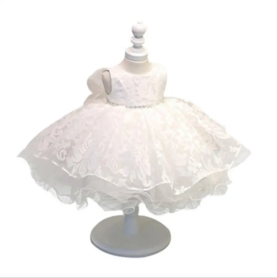 Новые милые Diamond детские Платье для первого дня рождения, белое платье-пачка вечерние Праздничное платье для маленьких девочек, детские Вечерние платья на выпускной, свадьбу платье для крещения