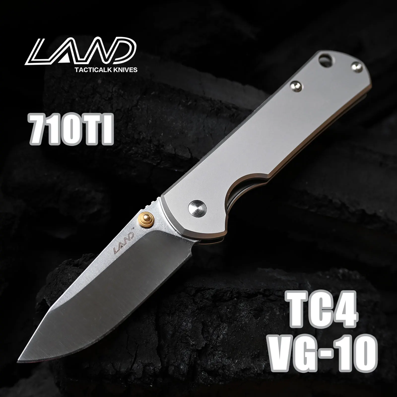 LAND 710TI Limited Edition Pocket Folding Knife Outdoor Camping Survival Tool EDC Knives Titanium Blade VG-10 Blade Material