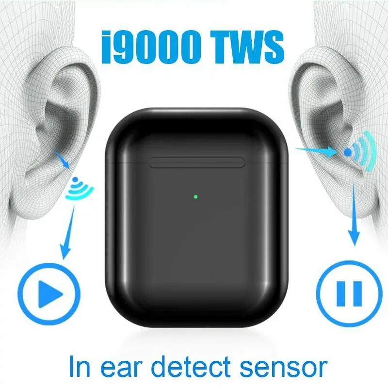 

I9000TWS Black Bluetooth wireless Earphones Smart Sensor Tap Control with Wireless Charging PK i60 i80 i200 i1000 i500 i10000TWS