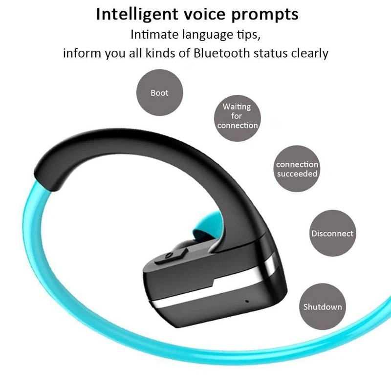 Wireless Bluetooth Headphones Sports Earphone Headset Automatically Collapsible Memory Coil Retractable Waterproof Earbuds?Black