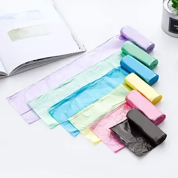 

5 Rolls Household Colored Transparent Flat-Mouth Garbage Bag Strong Trash Bags Kitchen