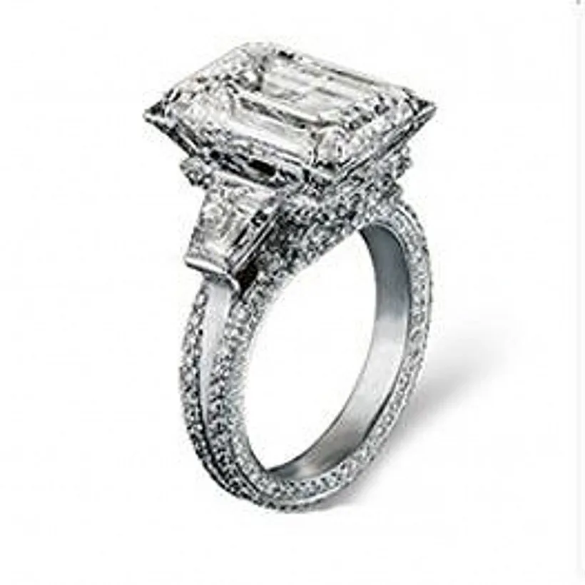 Женское Обручальное кольцо с крупным фианитом 10ct из серебра 408 пробы имитацией
