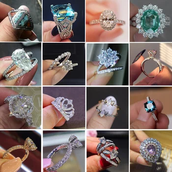 

Luxury Brand Crystal Zircon Crown Moon Ring Fashion Gothic Wedding Jewelry Promise Engagement Rings For Women Men Bijoux