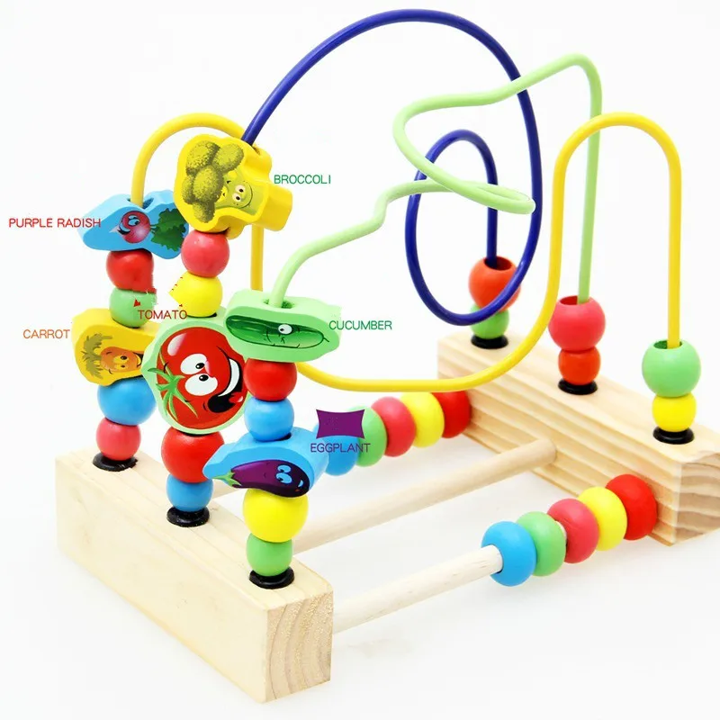 Montessori junior master's Wooden third line children's puzzle vegetables around beads accumulation wooden toys | Игрушки и
