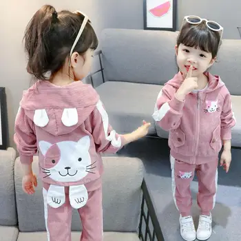 

Girls Clothes Set toddler Girls clothing Suit top+Pants 2 Pcs Spring cat Children's Set Teen Girls Clothes Suit 2 3 4 6 Years