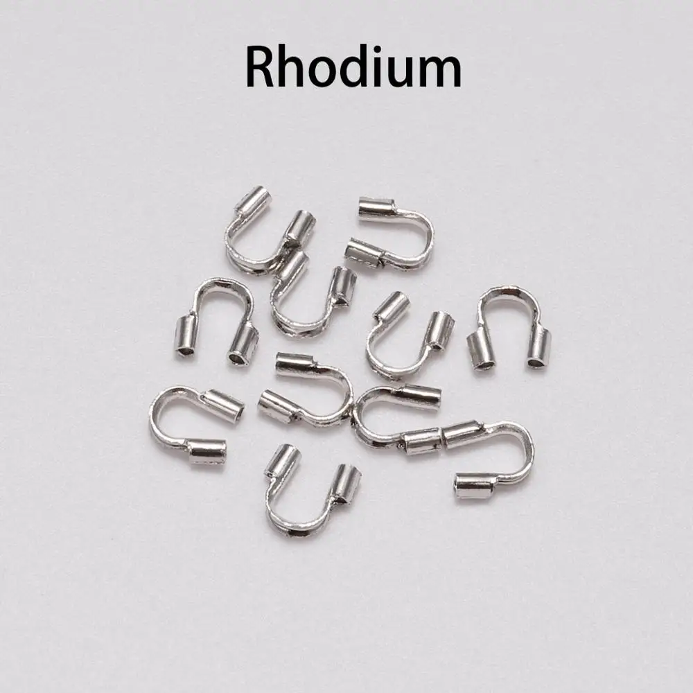 Rhodium 100 шт./пакет 4,5*4 мм Провода Протекторы предохранитель Провода Guardian протекторы петли U Форма Разъем Аксессуары для изготовление, поиск ювелирных изделий - Цвет: Rhodium