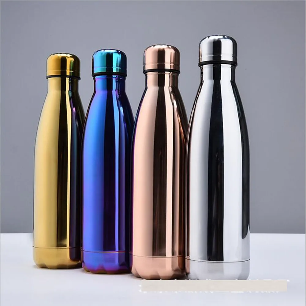 Colorful 500 / 1000ml Portable Double Wall Insulated Thermos Stainless Steel Water Bottle Sports Bottle Cola Water Beer Thermos