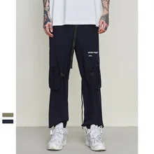 Seveyfan мужские хип-хоп брюки карго модные ленты пуговицы Уличная Одежда Бегунов Тренировочные Брюки-карандаши для мужчин R3123