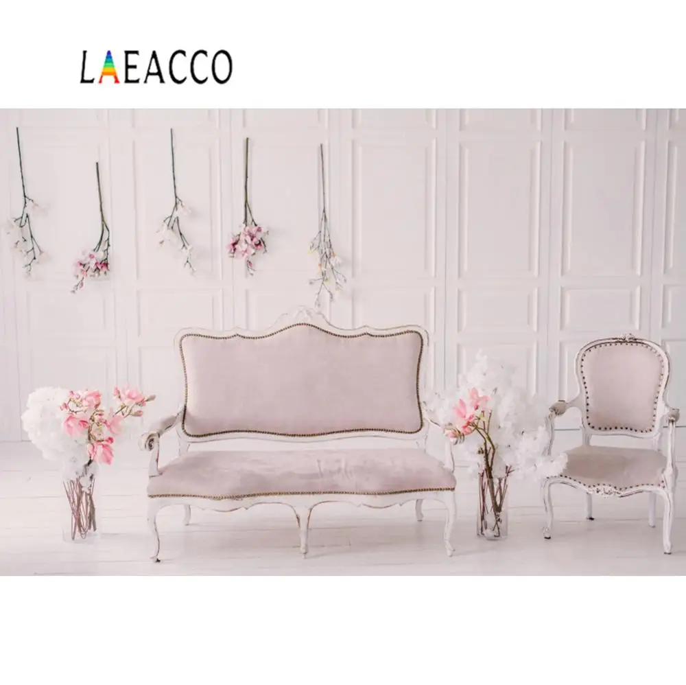 Laeacco Виниловый фон для фотосъемки серый шикарный настенный стул цветы детский интерьер фотографический фон фотостудия