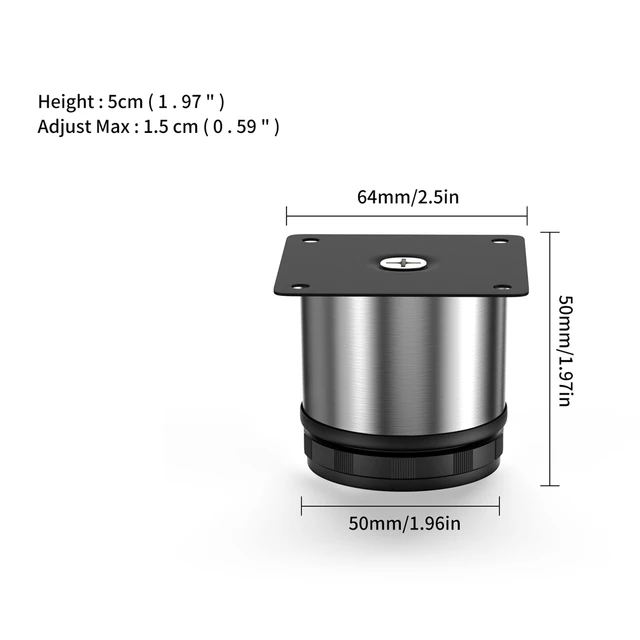 5CM-35CM Stainless Steel Adjustable Sofa Foot Cabinet Foot Bed Foot -with Screws，for Kitchen Cabinet Table Sofa Furniture Legs 5CM