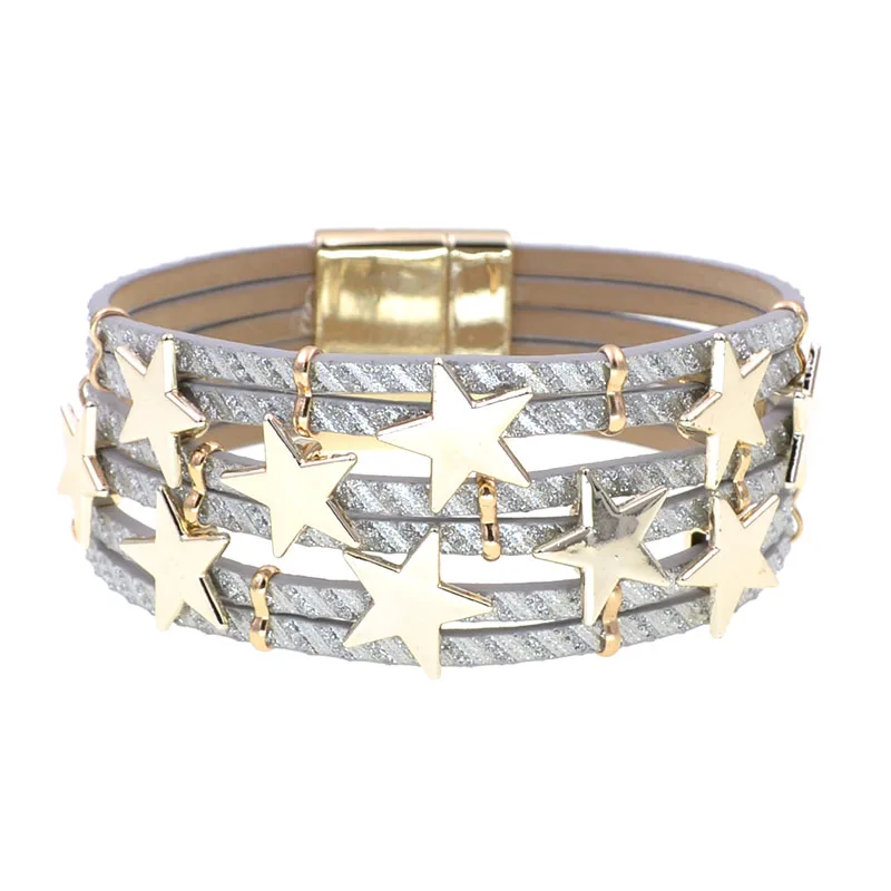 WELLMORE trendy women bracelet leather bracelets for women Metal stra charm bracelet fashion female jewelry wholesale