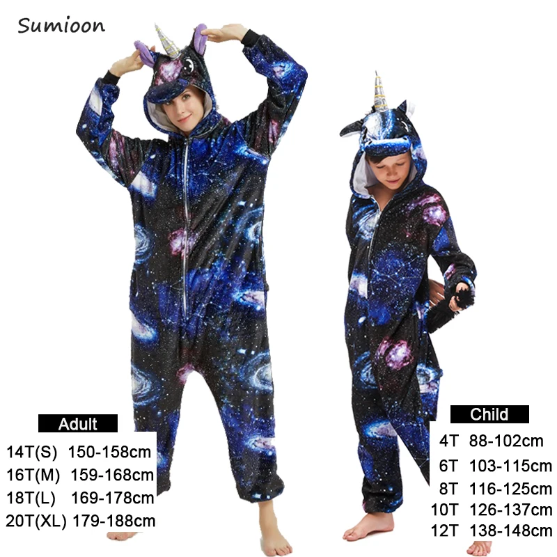 Galaxy Pegasus Kigurumi/Детская Пижама панда с единорогом; детская теплая зимняя одежда для сна; пижамы для маленьких девочек и мальчиков с вышивкой; комбинезон с животными; Пижама с единорогом - Цвет: Galaxy Pegasus