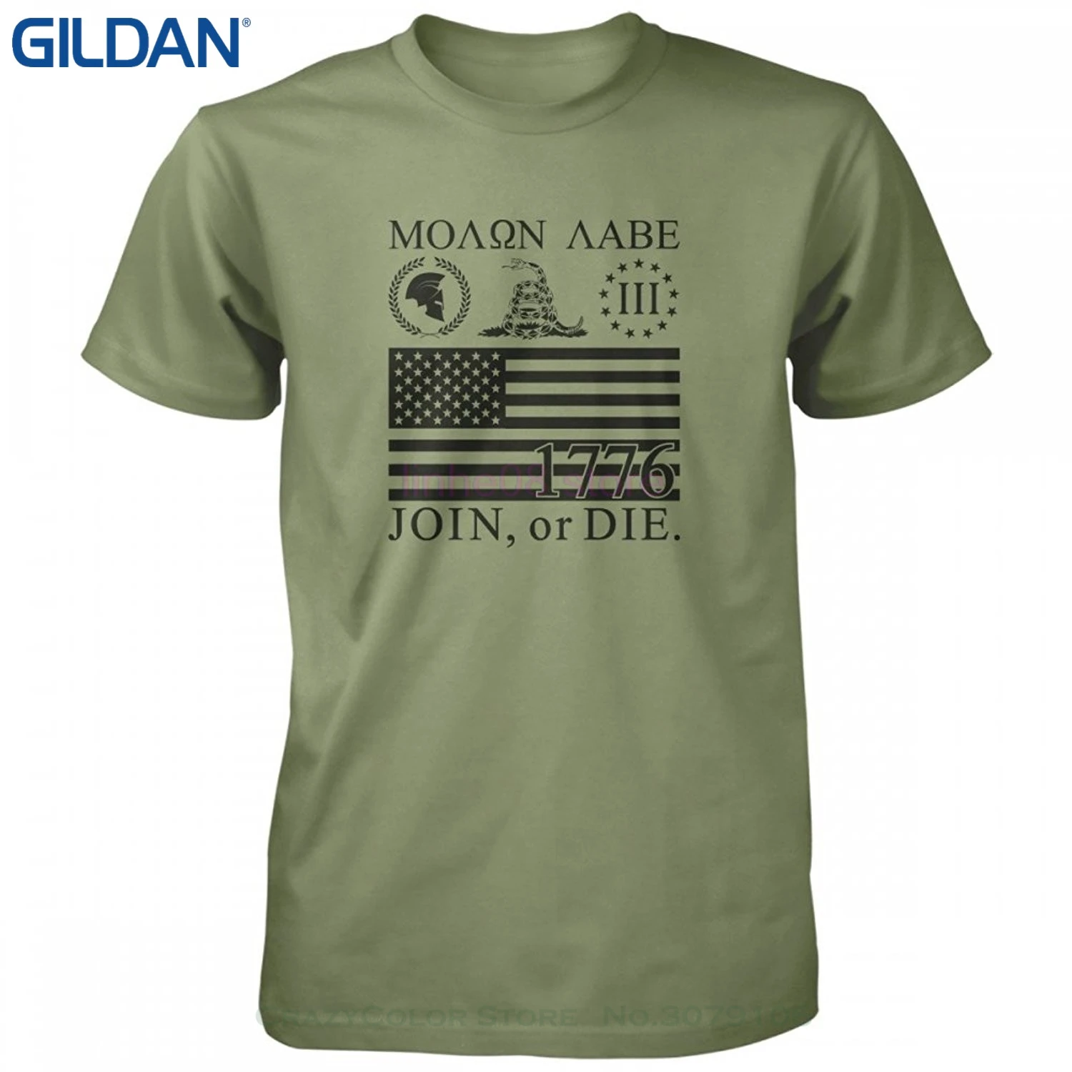 GILDAN Men T Shirt Short Sleeve Round Neck Vine - Molon Labe Join Or Die Come Take It 1776 T-shirt | Мужская одежда