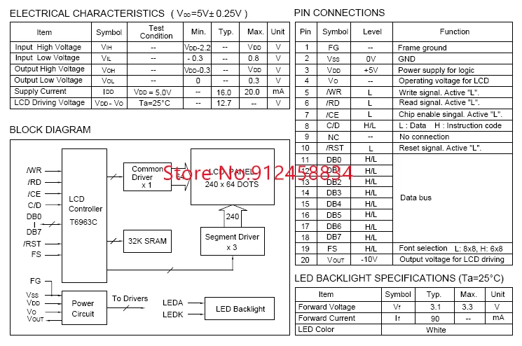 24064 Módulo de Display Lcd T6963C ou Uci6963c LG240641