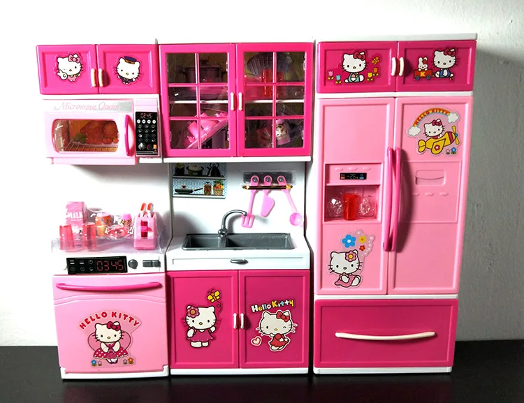  Hello KT Cat Toy GIRL'S Play House Model Kitchen Lights Voice Set Birthday Gift - 4000267172541