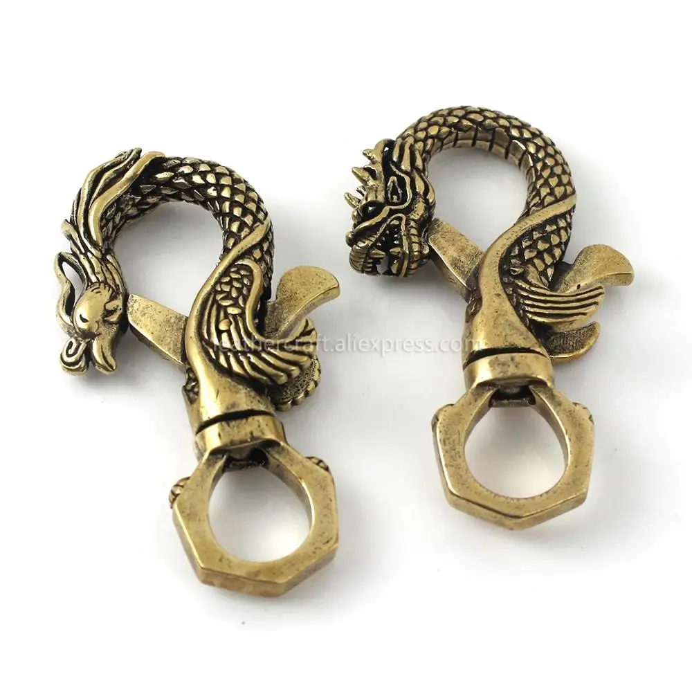 

1pcs Solid Brass Snap Hook Trigger Clips Buckles Dragon/ Phoenix Shape for Leather Strap Keychain Webbing Creative Bottle Opener