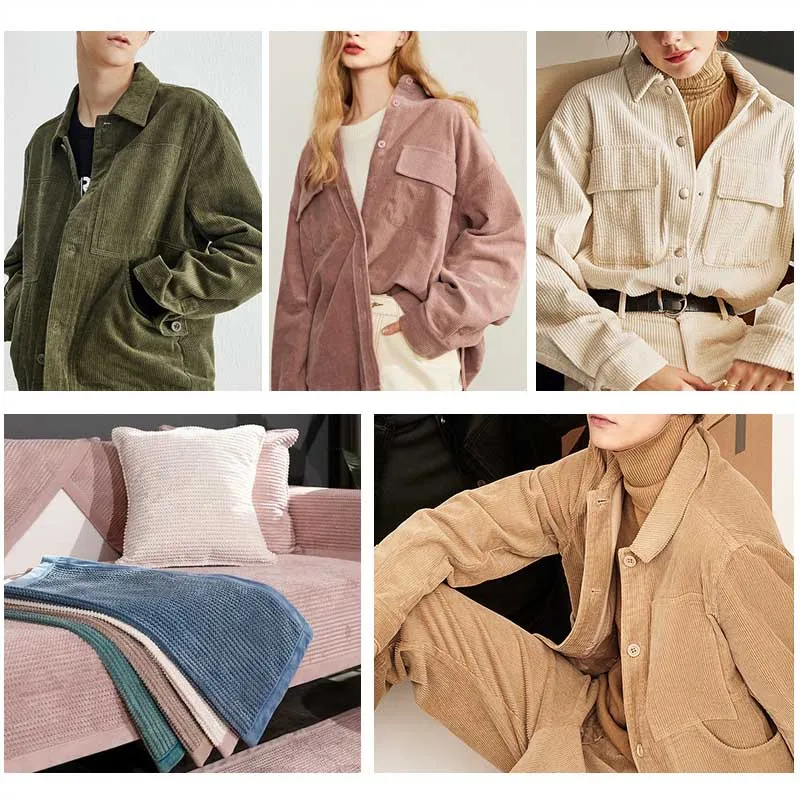 Corduroy Fabric Velvet Striped Flannel Shirt Jacket Guard Clothing Tissue Cotton-padded Pants Sofa Cover Sewing Cloth Material