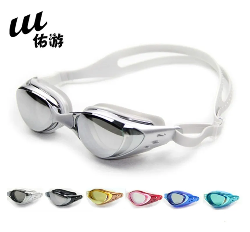 

Swimming High Quality Electroplated Plain Glass Prescription Swimming Goggles Big Box Anti-fog Swimming Glasses