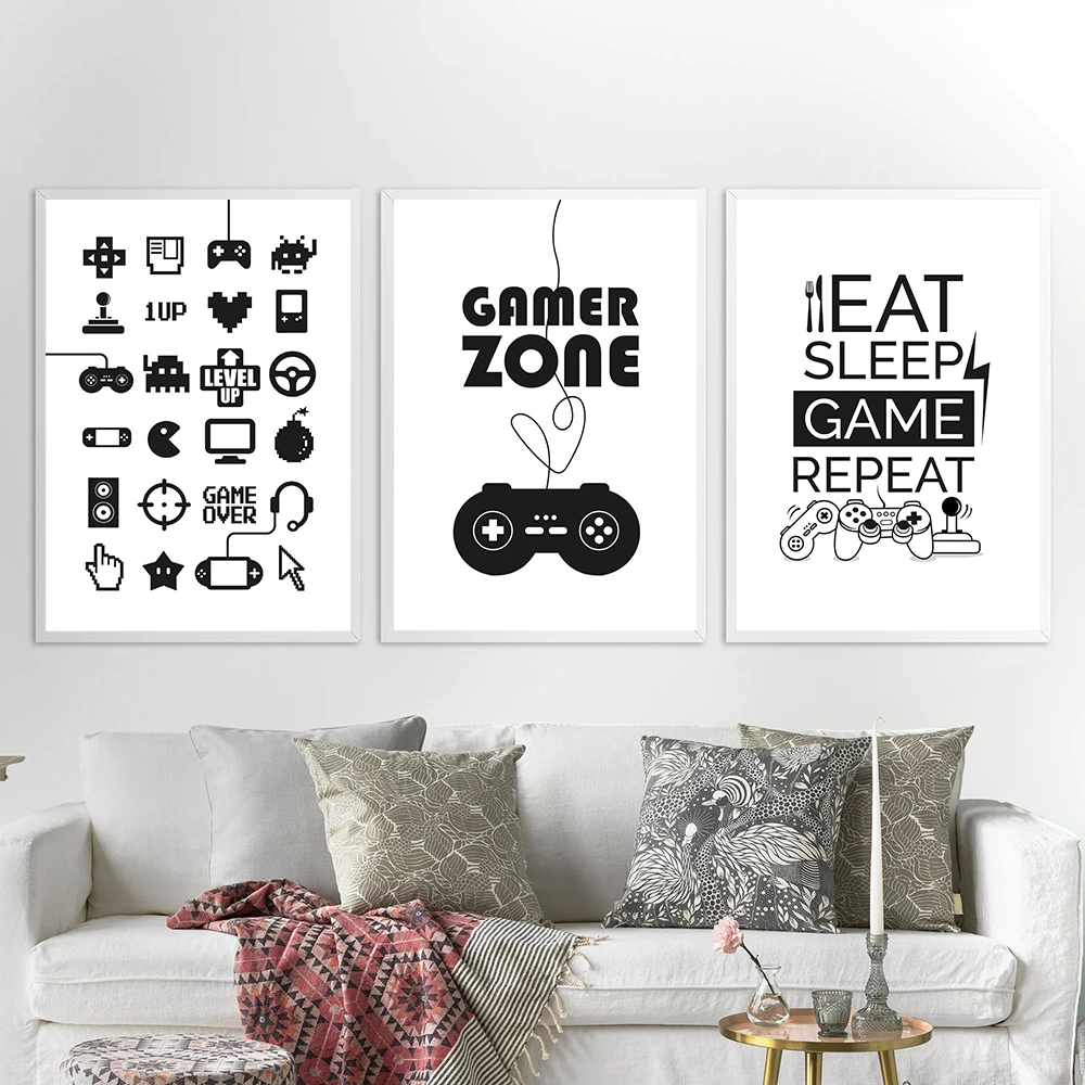 Video-Game-Wall-Art-Canvas-Painting-Gaming-Room-Decor-Posters-and-Prints-Abstract-Party-Artwork-Picture