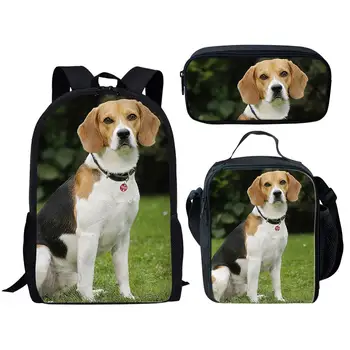 

Fashion Beagle Dog 3D Printing School Bag Set For Teenage Boys Girls Bookbag Children Kids Schoolbags Children Book Bags
