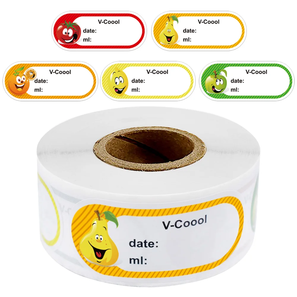 

250 Pcs/roll Color Fruit Stickers Labels with 5 Kinds of Fruits for Apple Orange Stickers for Kitchen Stickers Food Juice Labels