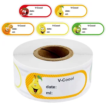 

250 Pcs/roll Color Fruit Stickers Labels with 5 Kinds of Fruits for Apple Orange Stickers for Kitchen Stickers Food Juice Labels