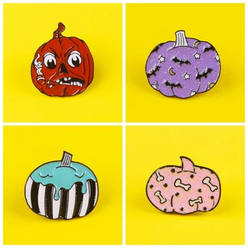

Prajna Halloween Pins Badges for Clothes on Backpack Stripe/Pink/Purple/Pumpkin Pin Badge Zinc Alloy Cartoon Badges Metal