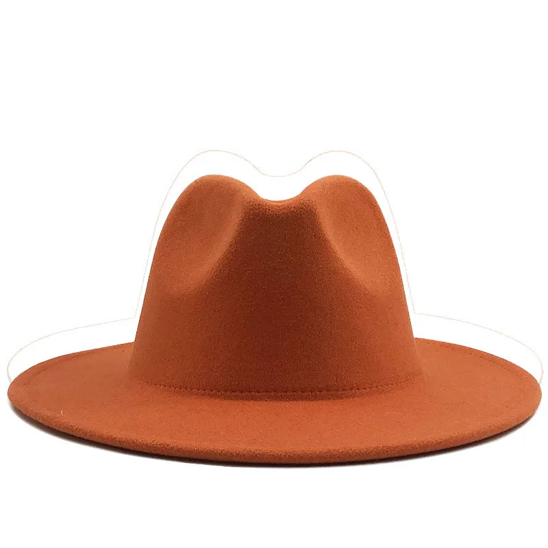 Outer Red Wool Felt Jazz Fedora Hats 