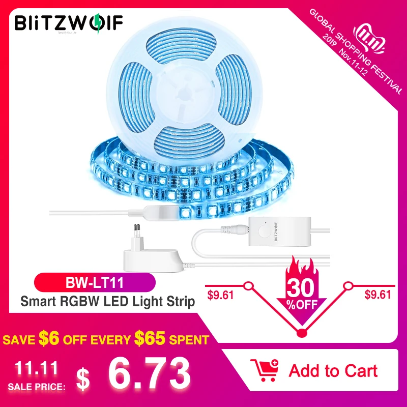 cheap BlitzWolf BW LT11 2M 5M Smart APP Control RGBW LED Light Strip Kit or 1M Strip Light Extension Plus EU US Plug LED Strip Light