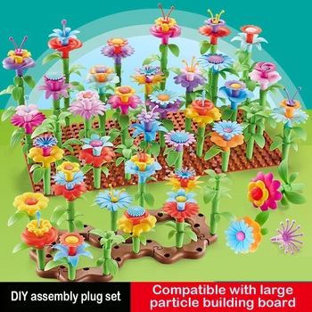

171PCS/set Children DIY assembled small garden Parent-child handmade flower arrangement toys assembly Building Blocks set toy