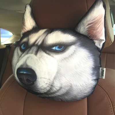 New Cute Animal Car Headrest Cool Dog Head Neck Rest Nap Cushion Pillow Waist Pillow With Core+Activated Carbon Cushions - Цвет: 4