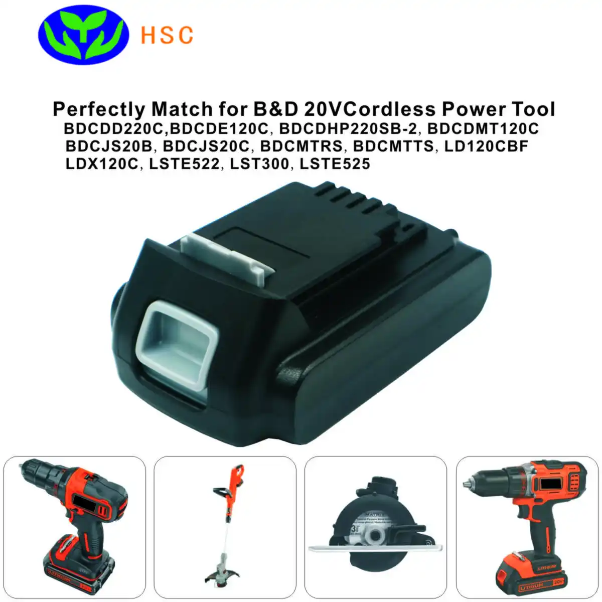 2.0Ah 18650 аккумулятор BD20A литий-ионный аккумулятор 20 в Замена для Black& Decker 20 В батарея LB20 LBX20 LBXR