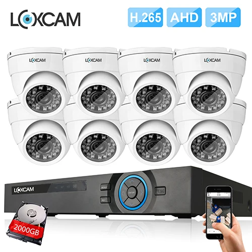 LOXCAM h.265+ 8CH 4MP AHD DVR комплект 4MP CCTV камера система 3.0MP камера безопасности Крытый Открытый P2P система видеонаблюдения Комплект - Цвет: 8CH DVR x 8 Camera